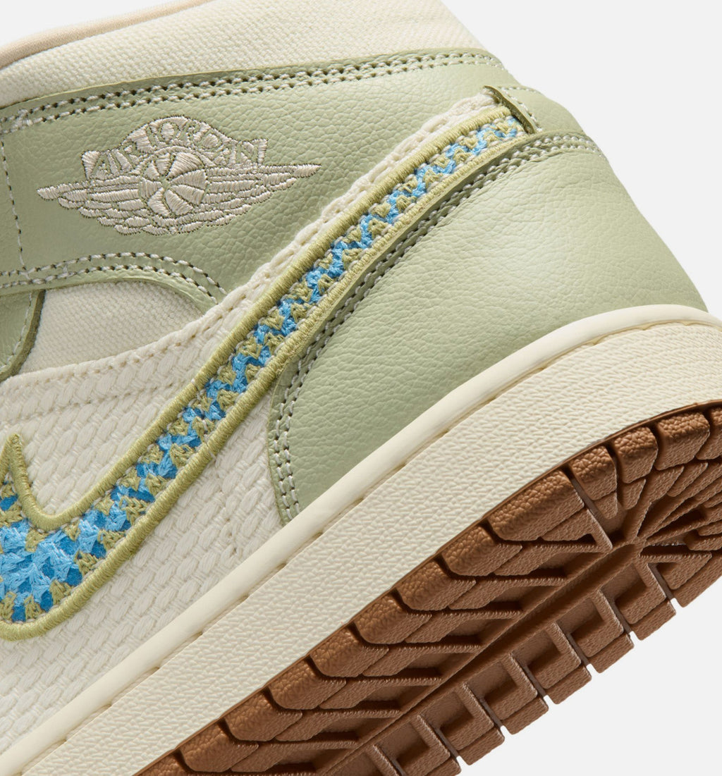Air Jordan 1 Mid SE Women's Lifestyle Shoe - Olive Aura / Pearl White / Lawn