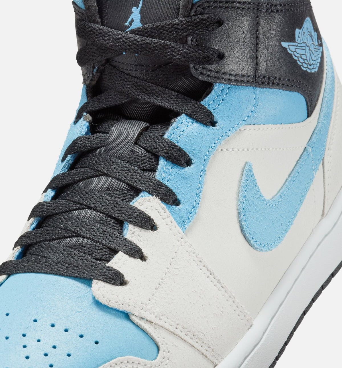 Air Jordan 1 Mid SE “Summit White Blue Chill Black” 男士休闲鞋
